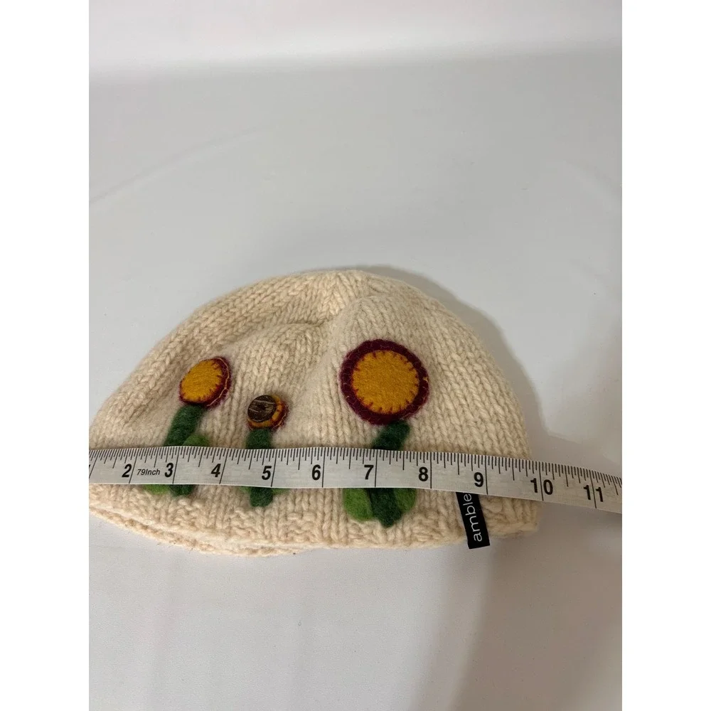 Ambler Mountain Floral Wool Hat Beanie Womens or Kids Embroidered